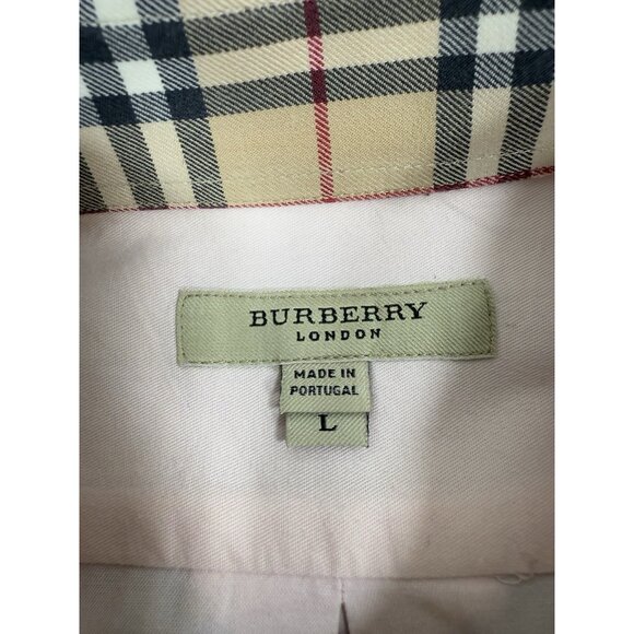 Burberry London Mens Shirt Pink EKD Nova Check Flip Cuff Size Large Button Down - Picture 6 of 14